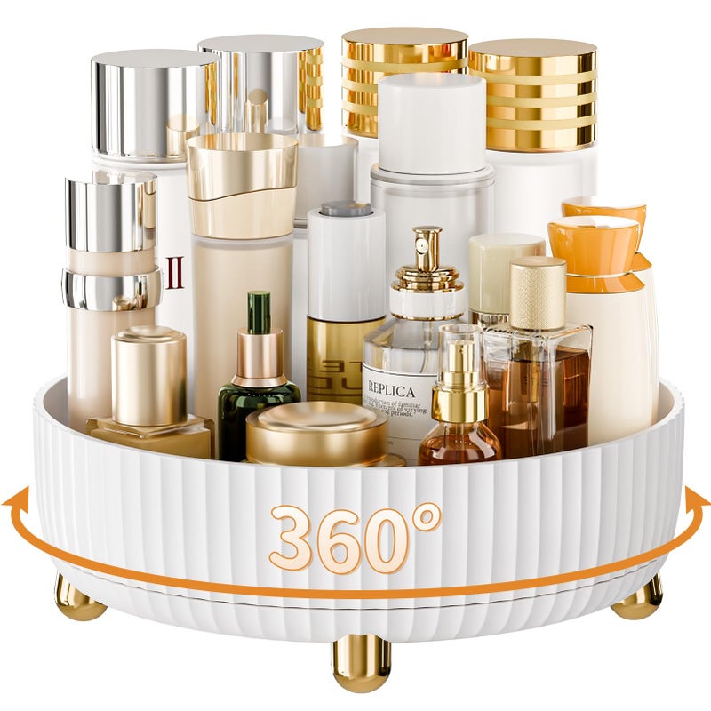 fanado 360? Rotating Makeup Organizers Countertop, Makeup Brush Holder Organizer for Cosmetics, Skincare Storage Beauty Holder for Eyeliner Lipstick on Bathroom Vanity(Rotate Makeup Organizer Large-White) - Image 1